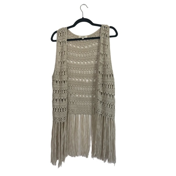 Umgee Jackets & Blazers - Umgee Anthropologie Crochet Fringe Vest Size Large